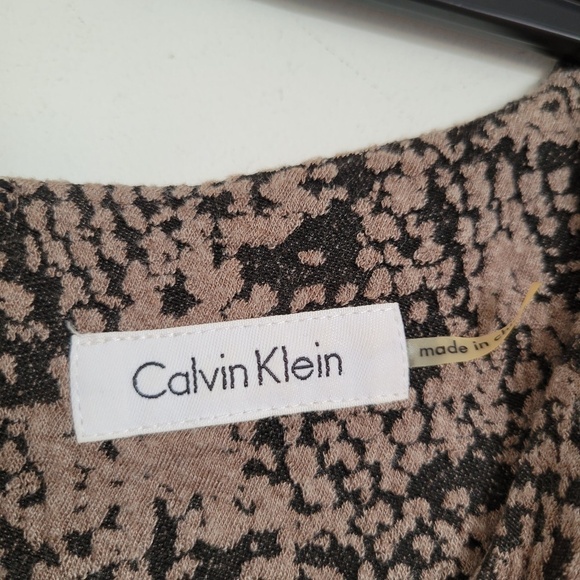Calvin Klein Cap Sleeve Knit Textured Tan Sheath Career Dress Size Medium - Picture 9 of 12
